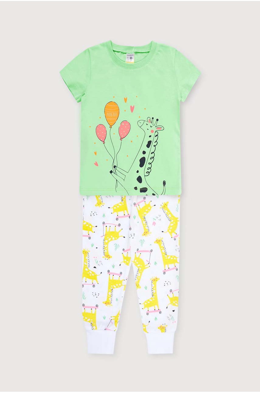 Пижама детская К1526/нео-минт, жирафы на самокатах